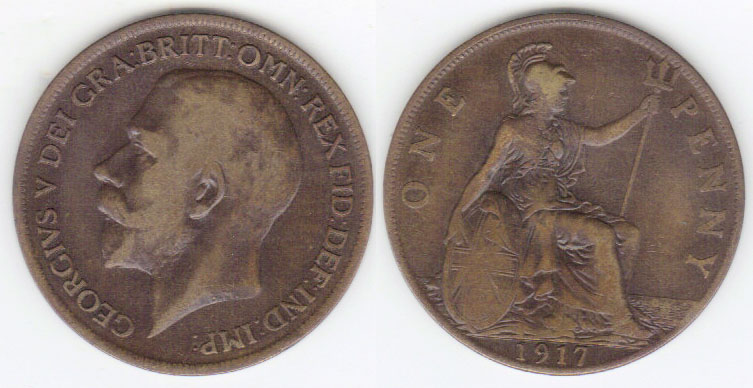 1917 Great Britain Penny A005430